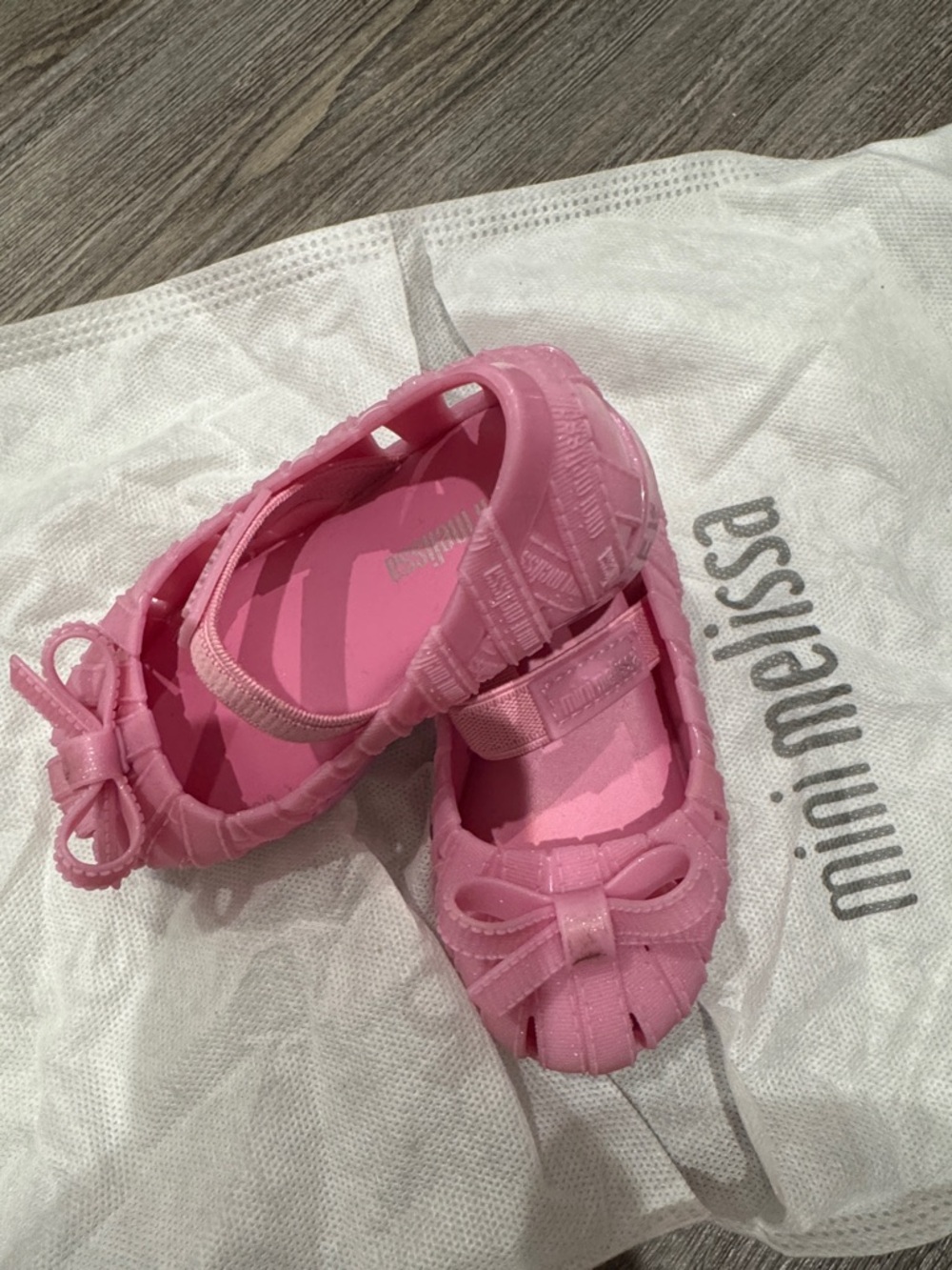 Mini Melissa Pink Jelly Bow Mary Jane Sandals